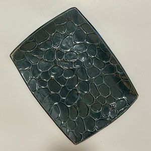NEW Handmade Pottery Tray in Deep Blue Green with Pebble Texture Design